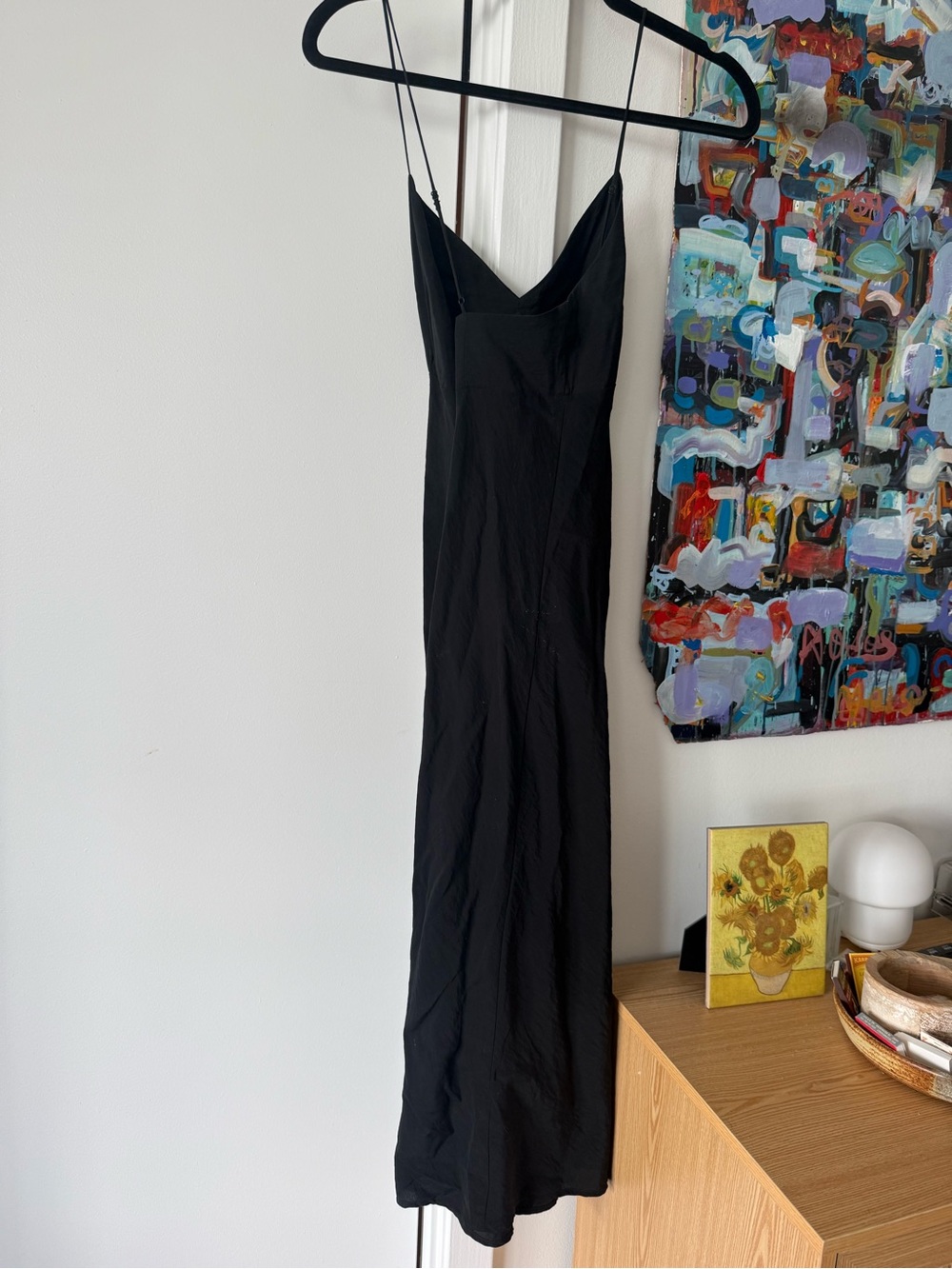 Madewell Black Plunge Slip Dress with Spaghetti Straps